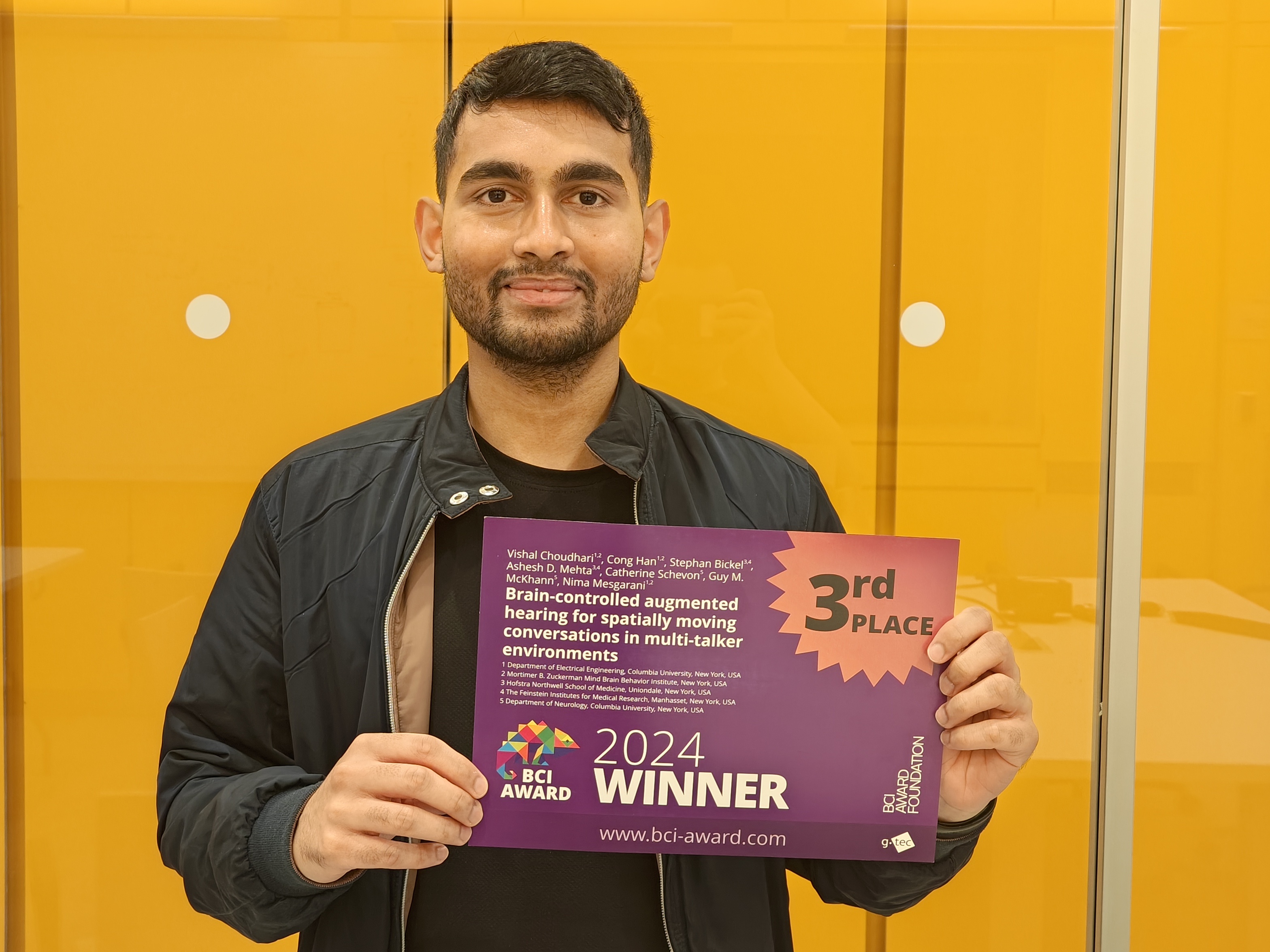 Vishal and Cong won the 3rd place at BCI award!